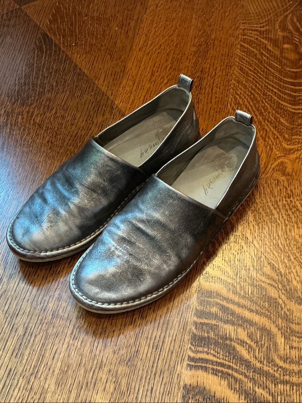 Marsell Sancrispa Metallic Gray Slip Ons
